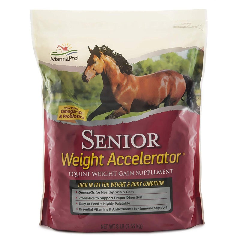 Manna Pro Weight Accelerator for Senior Horses - Weight Gain and Muscle Support Supplement with Omega 3 Fatty Acids and Flaxseed - High-Calorie Feed Topper for Horses - 8 lb Bag - Image 4